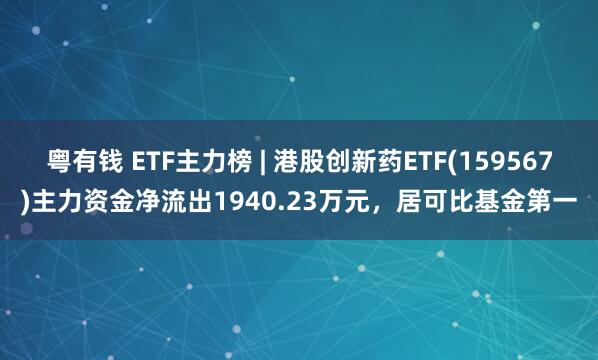 粤有钱 ETF主力榜 | 港股创新药ETF(159567)主力资金净流出1940.23万元，居可比基金第一