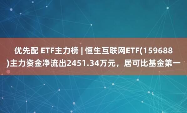 优先配 ETF主力榜 | 恒生互联网ETF(159688)主力资金净流出2451.34万元，居可比基金第一